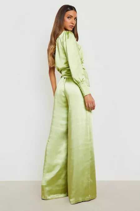 UNICORN Women's jumpsuit satin green black s m