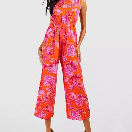 UNICORN Women's jumpsuit s m l flowers orange pink