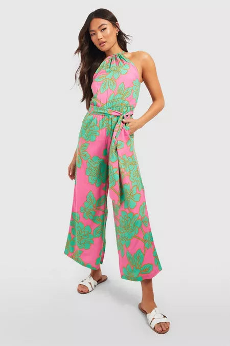 UNICORN Women's jumpsuit with flowers, pink, mint green, s, m, l