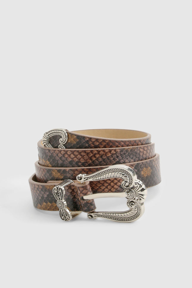 UNICORN Snake Print Western Belt With Buckle s m l