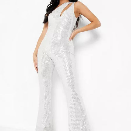 UNICORN Women's jumpsuit silver glitter l xl
