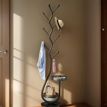UNICORN Freestanding Valet Stand with a Dual-Tier Design White Black