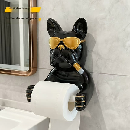 UNICORN 1pc French Bulldog Wall-Mounted Tissue Holder Black