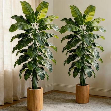 UNICORN Two 53.54-inch Large Artificial Plants Lush Green Leaves