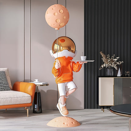 UNICORN Space Astronaut Cartoon Decorative Piece for Living Room Silvery Golden