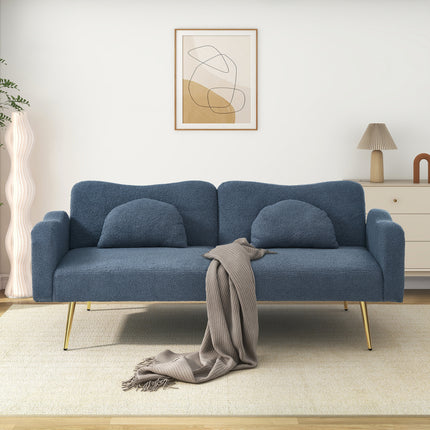 UNICORN Sleep Function Two-Seater Sofa Bed Modern Two-Seater Sofa with Adjustable Backrest + Gold-Plated Metal Feet Integrated Bed Function Multifunctional 2-in-1 Furniture Piece.