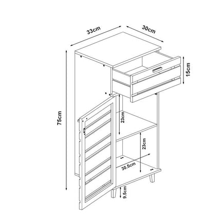UNICORN Bathroom Cabinet Epind Mid Cabinet 75 x 33 x 30 cm Bamboo Natural