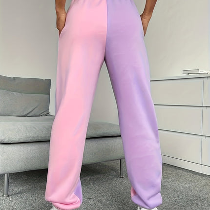 UNICORN Plus-size Color-blocked Wide-leg Pocket Casual Jogger Pants 0xl 1xl 2xl 3xl 4xl