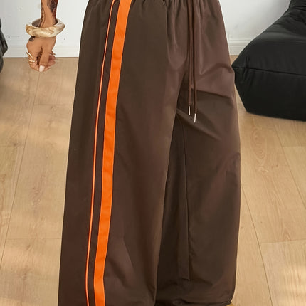 UNICORN Women's Wide-Leg Pants, Hip-Hop Side Stripe Webbing Joggers xs s m l xl