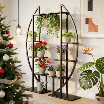 UNICORN Multi-Purpose Curved Display Shelf Bonsai Flower Plant Stand Rack Black