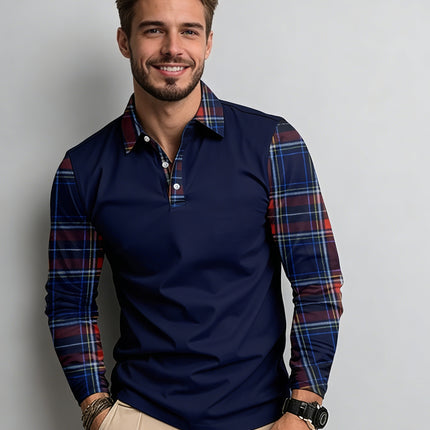 UNICORN Men'S Relaxed Fit Long-Sleeve Shirt Navy Blue, Red, And White Design s m l xl xxl