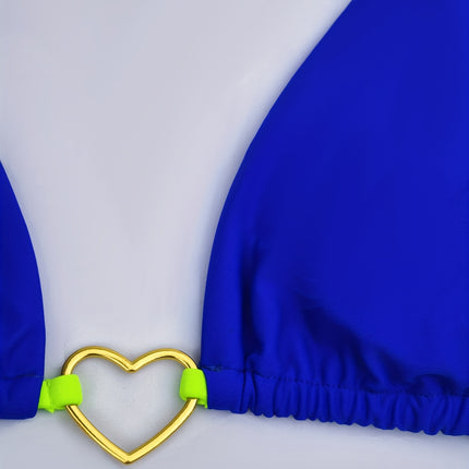 UNICORN European American Sexy Heart Color-Blocking Lace-Up Nylon Fabric Bikini s m l