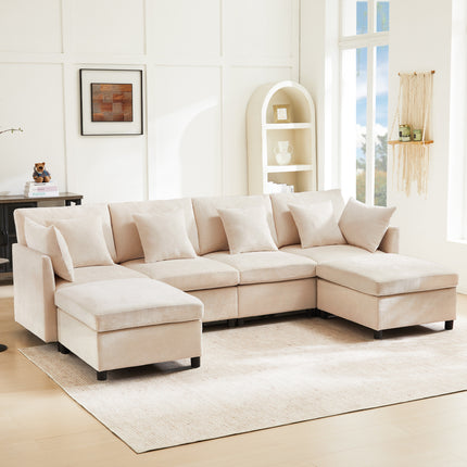 UNICORN Sofa Contemporary Chenille Fabric Sofa for Use in Homes Beige Gray
