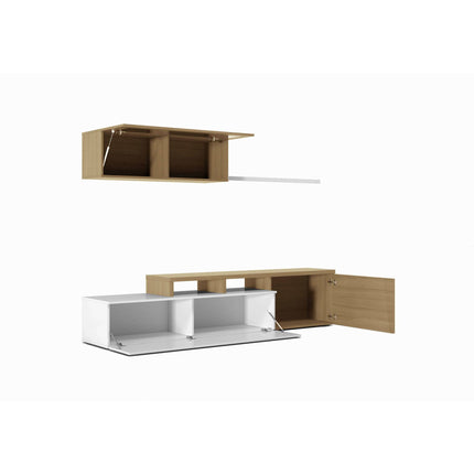 UNICORN Wall Unit TV Stand Living Room Furniture 200x41x44 cm Brown White Black