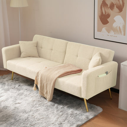 UNICORN Modern minimalist sofa bed size: 175*64*72 cm angle adjustable gold bed legs sofa with cushions side storage pockets