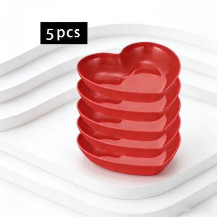 UNICORN 5pcs and 3 pcs Party Red Romantic Heart Plates, Mini Plastic