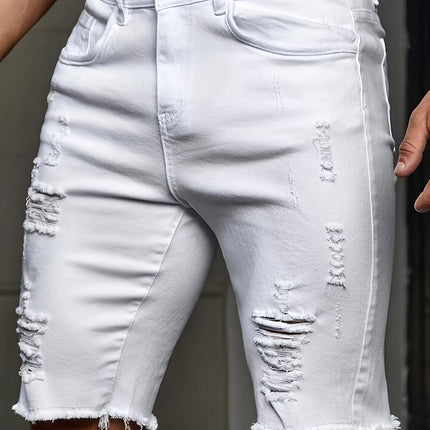 UNICORN Men White Distressed Washed Denim Shorts s m l xl xxl