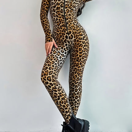 UNICORN Womens Leopard Print Bodycon Jumpsuit Stretchy Fabric s m l xl