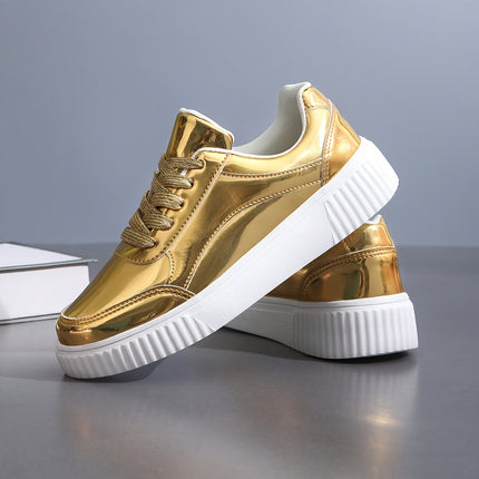 UNICORN Womens Glossy Sneakers Upper & Cushioned Sole Lightweight Solid Color