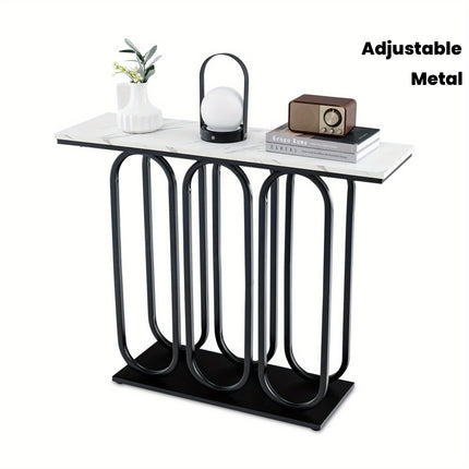 UNICORN 100cm Console Table, with Adjustable Foot Pads White & Black