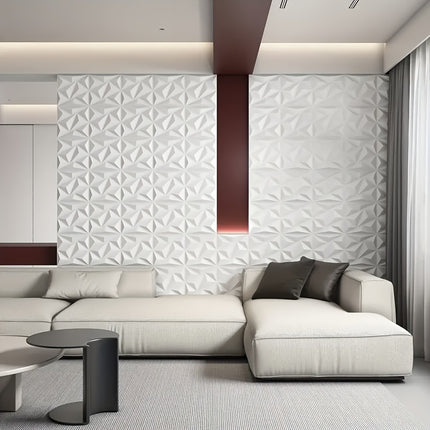 UNICORN Waterproof & Oil Proof 20pcs Diamond Texture 3D Wall Panels White