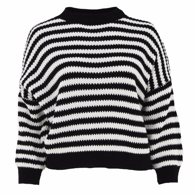 UNICORN Women's sweater striped black light blue m xl