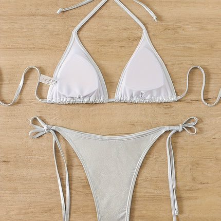 UNICORN Solid Color Swimsuit with Golden Foil High-Gloss Bikini Set xs s m l xl xxl