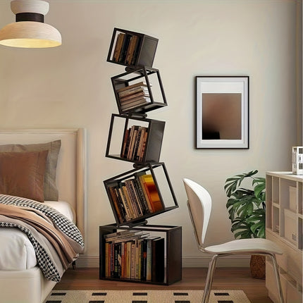 UNICORN Modern Geometric Iron Corner Bookshelf with Aesthetic Design Black