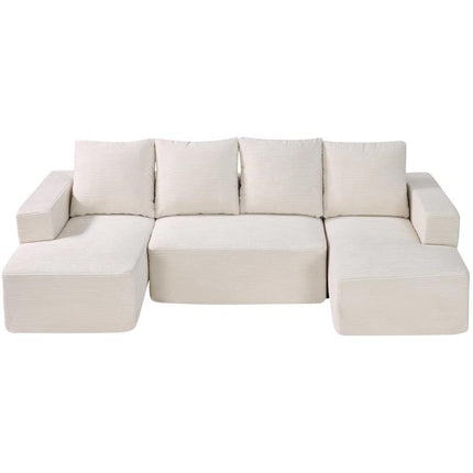 UNICORN Modular U-Shaped Corner Sofa Bed with High-Elastic Foam & High Density Beige