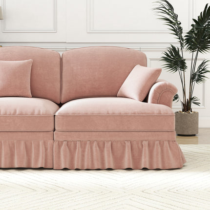 UNICORN Modular Mid-Century L-Shaped 2-Seater Chenille Sofa for Living Room Pink