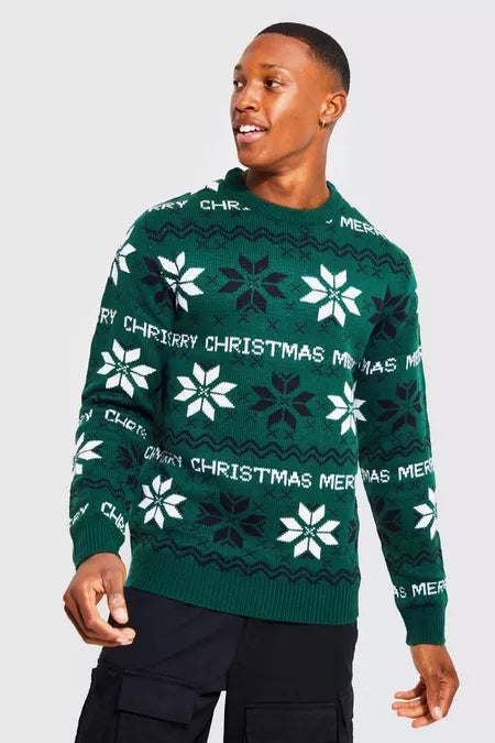 UNICORN Men's sweater Christmas pattern dark green xs s m l xl