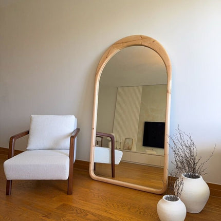 Léa – Ovale Spiegel met Houten Frame 180x100 cm