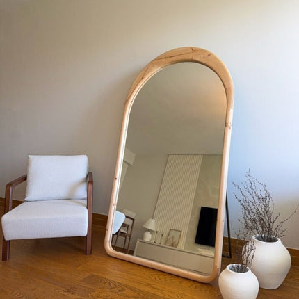 Léa – Ovale Spiegel met Houten Frame 180x100 cm