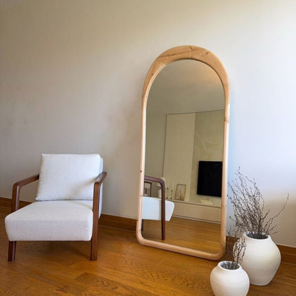 Lina – Ovale Spiegel met Houten Frame 180x80 cm