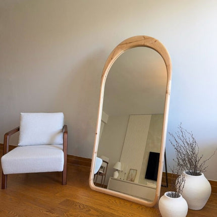 Lina – Ovale Spiegel met Houten Frame 180x80 cm