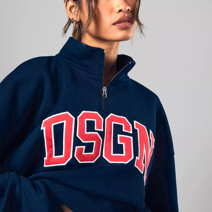 UNICORN Women's Oversized Dsgn Studio Sweater With Short Zipper l xl