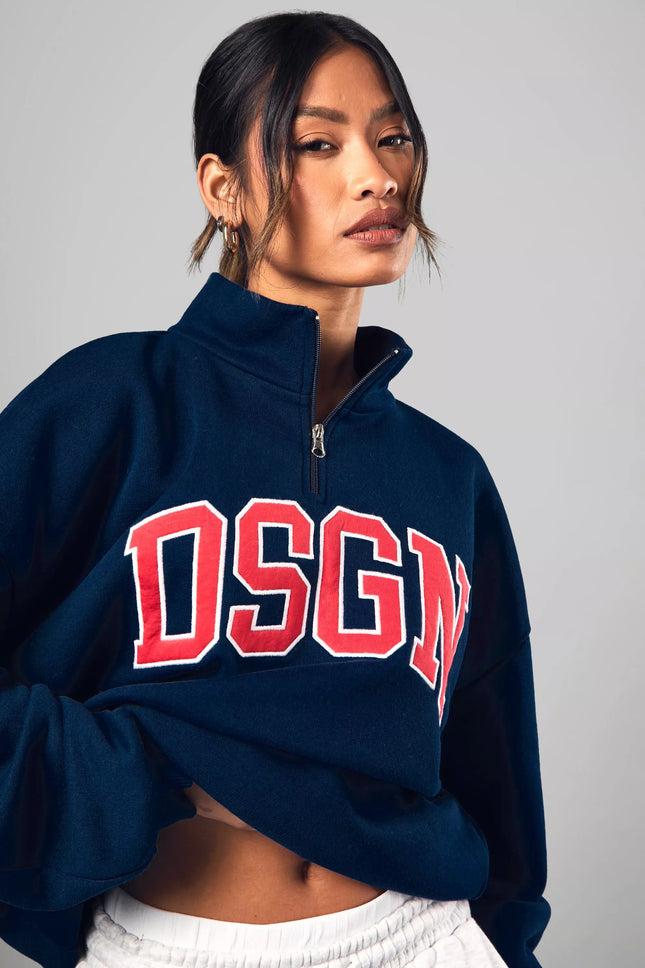 UNICORN Women's Oversized Dsgn Studio Sweater With Short Zipper l xl