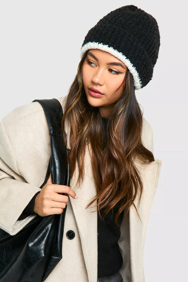 UNICORN Women's Contrasting Fluffy Knitted Hat One size