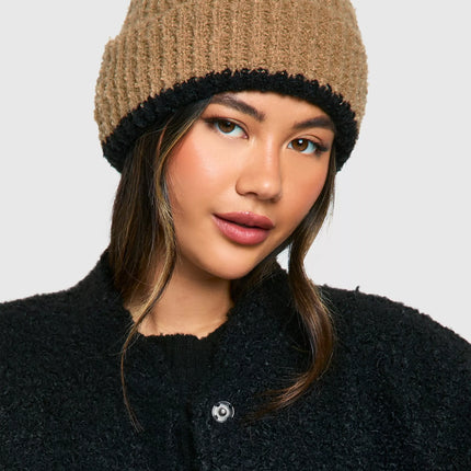 UNICORN Women's Contrasting Fluffy Knitted Hat One size