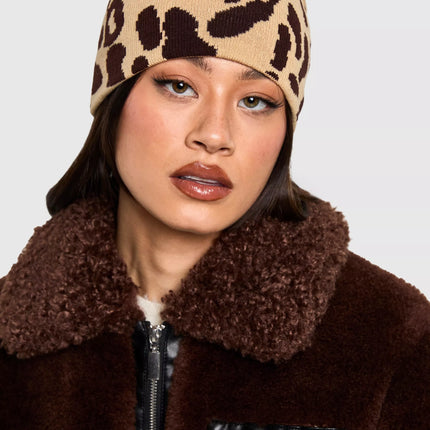 UNICORN Ladies Knitted Leopard Print Hat One size