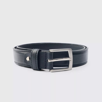 UNICORN Black men's belt silver buckle S XL