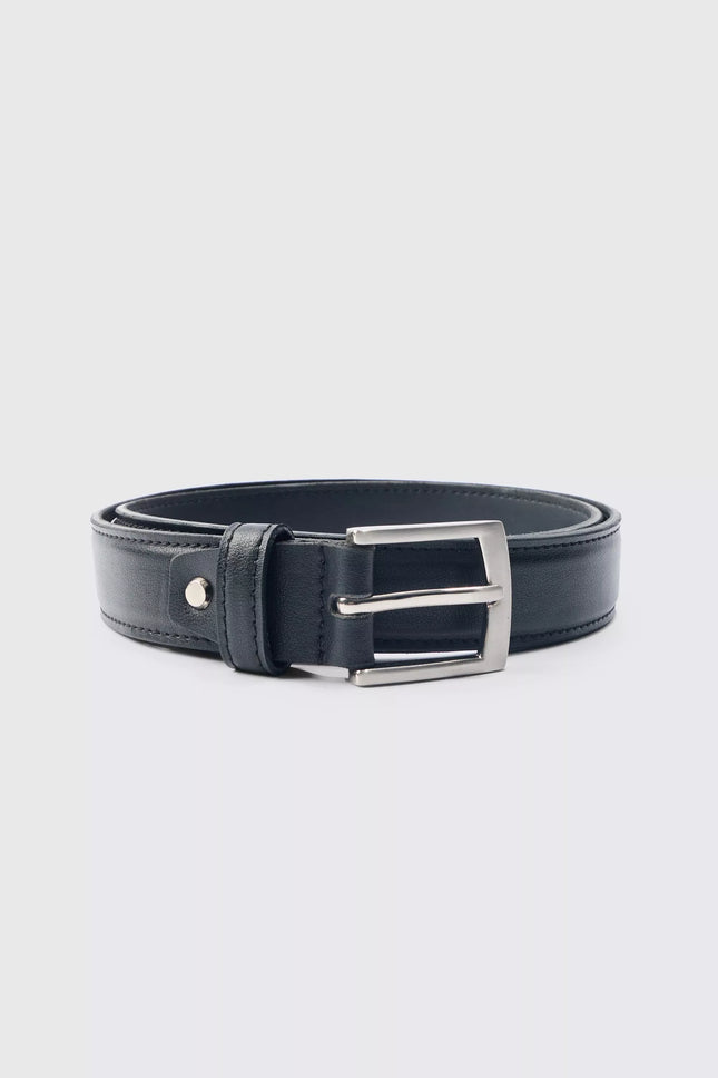 UNICORN Black men's belt silver buckle S XL