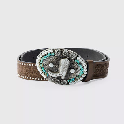 UNICORN Men's brown cowboy belt S XL