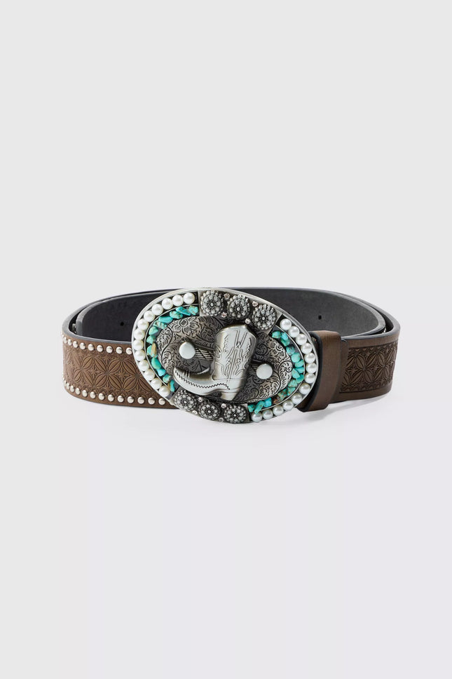 UNICORN Men's brown cowboy belt S XL
