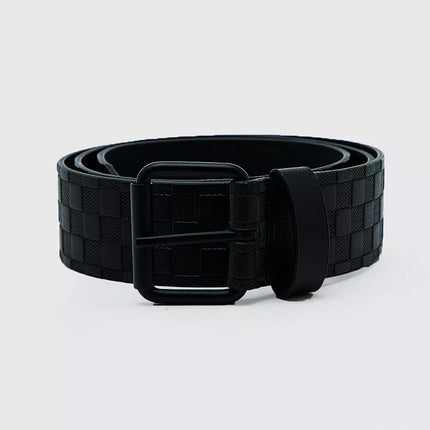 UNICORN Men's Checked Leather Black Belt S M L XL
