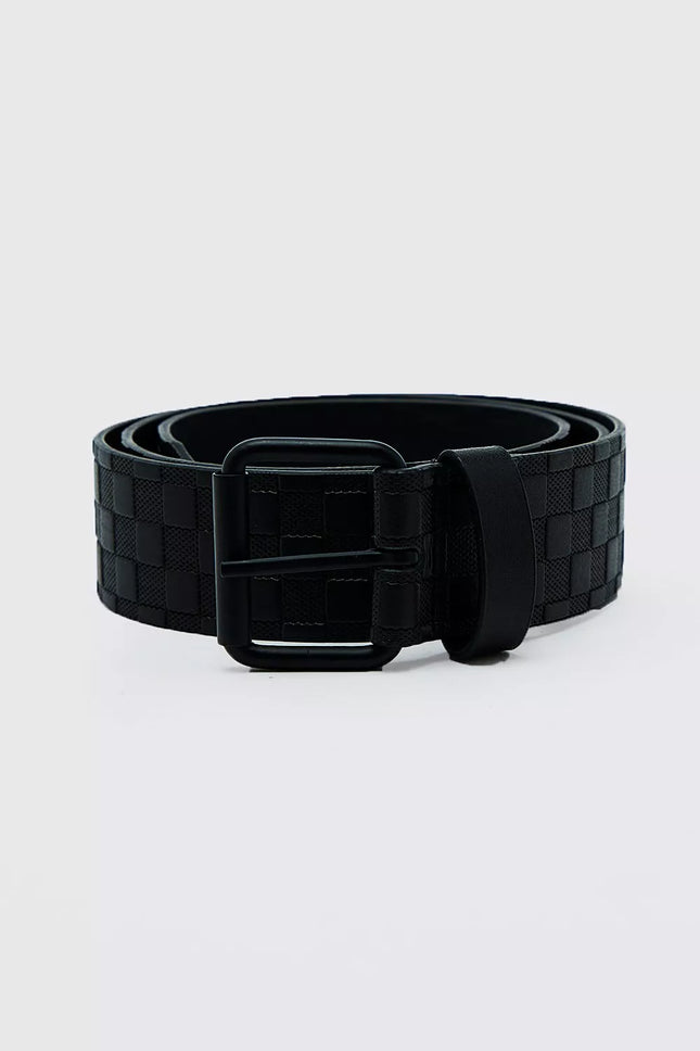 UNICORN Men's Checked Leather Black Belt S M L XL