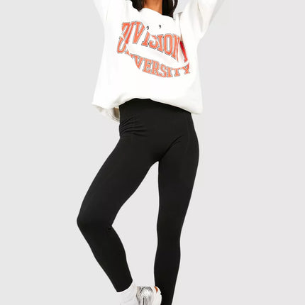 UNICORN Leggings with thick waistband, fleece lining and seam detail S M