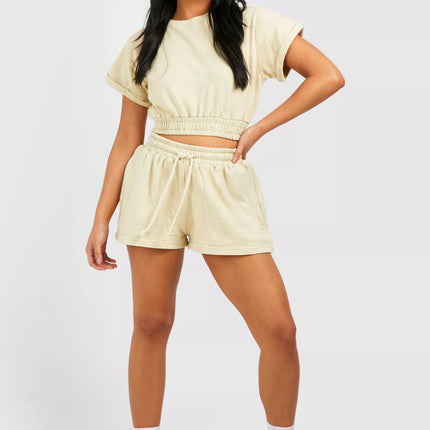 UNICORN Petite Bleached Short Sleeve Tracksuit with Shorts xs s m l