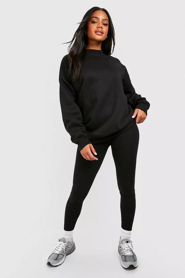 UNICORN Women's Basic Leggings With Large Waistband Black XS S M L XL