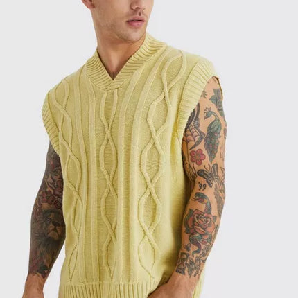 UNICORN Men's sweater vest ribbed yellow s m l xl